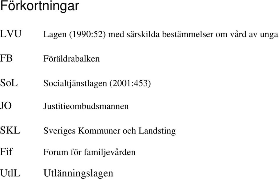 Socialtjänstlagen (2001:453) JO SKL Fif UtlL