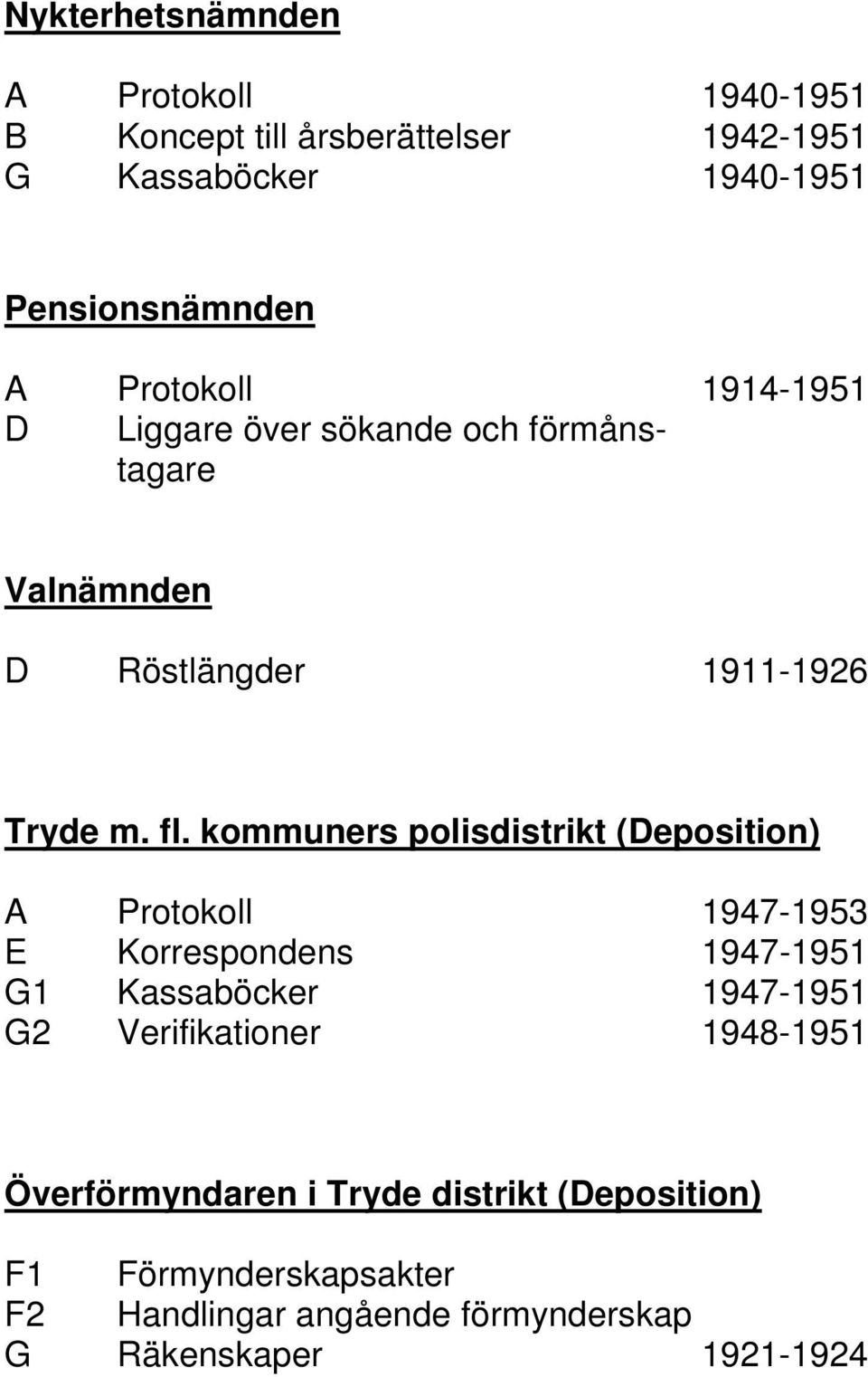 kommuners polisdistrikt (Deposition) A Protokoll 1947-1953 E Korrespondens 1947-1951 G1 Kassaböcker 1947-1951 G2