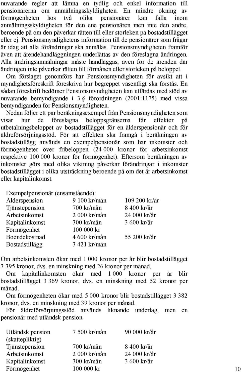 på bostadstillägget eller ej. Pensionsmyndighetens information till de pensionärer som frågar är idag att alla förändringar ska anmälas.