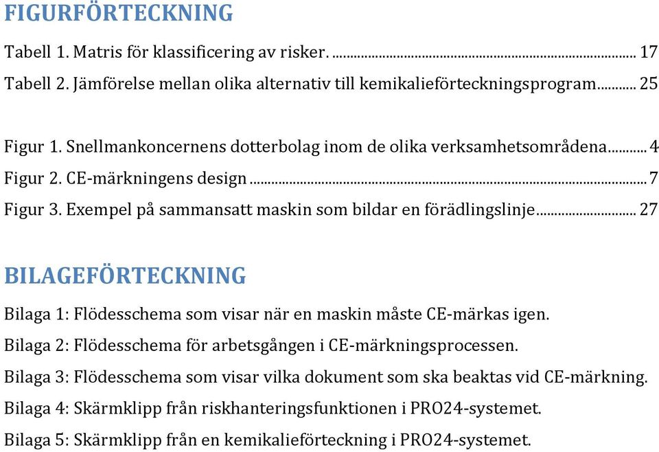 .. 27 BILAGEFÖRTECKNING Bilaga 1: Flödesschema som visar när en maskin måste CE-märkas igen. Bilaga 2: Flödesschema för arbetsgången i CE-märkningsprocessen.