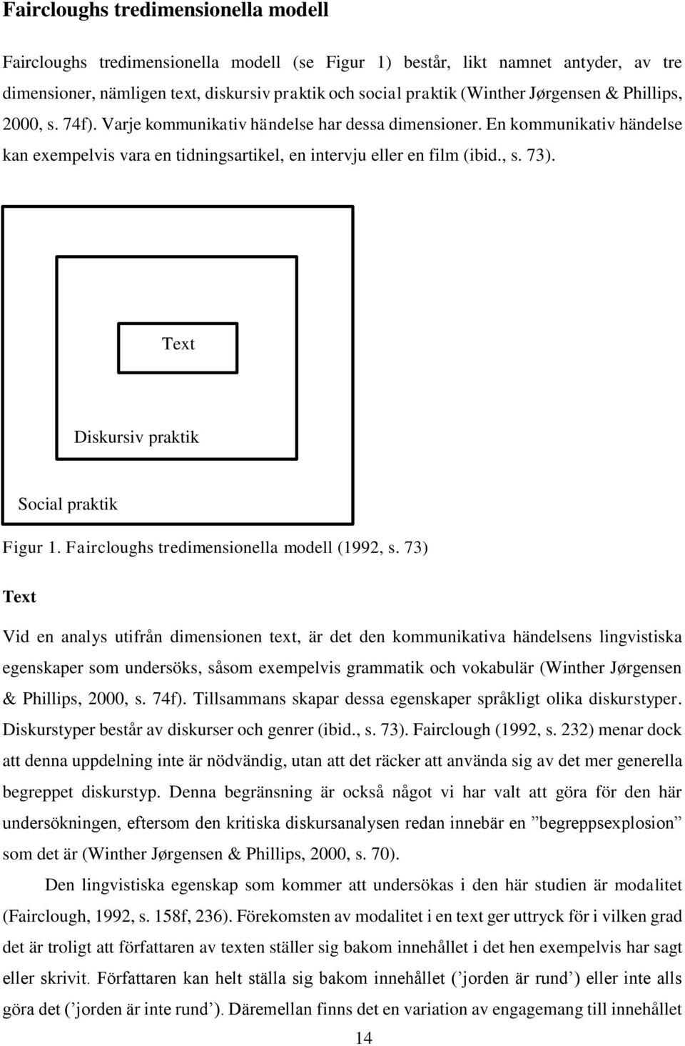 Text Diskursiv praktik Social praktik Figur 1. Faircloughs tredimensionella modell (1992, s.