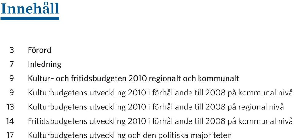 utveckling 2010 i förhållande till 2008 på regional nivå 14 Fritidsbudgetens utveckling 2010