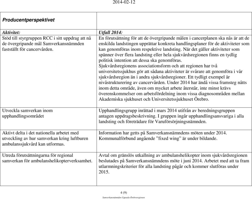 När det gäller aktiviteter som spänner över flera landsting eller hela sjukvårdsregionen finns en tydlig politisk intention att dessa ska genomföras.