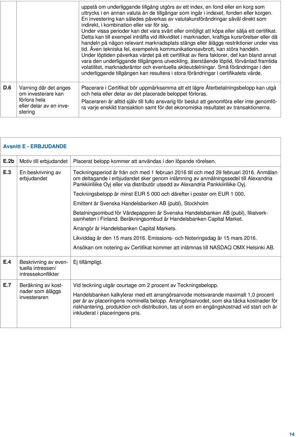 Under vissa perioder kan det vara svårt eller omöjligt att köpa eller sälja ett certifikat.