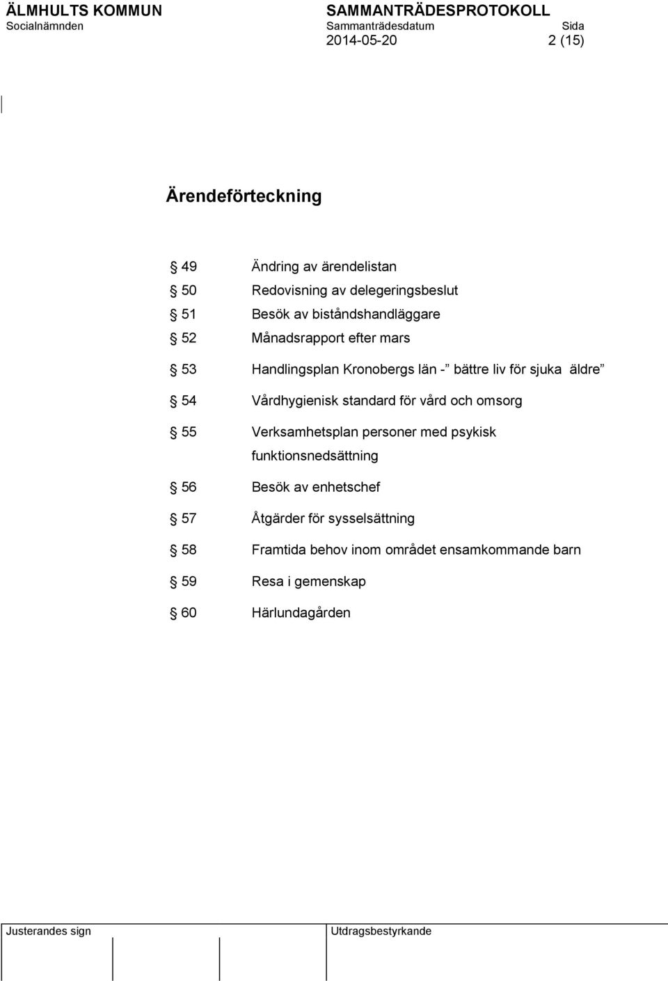 Vårdhygienisk standard för vård och omsorg 55 Verksamhetsplan personer med psykisk funktionsnedsättning 56 Besök av