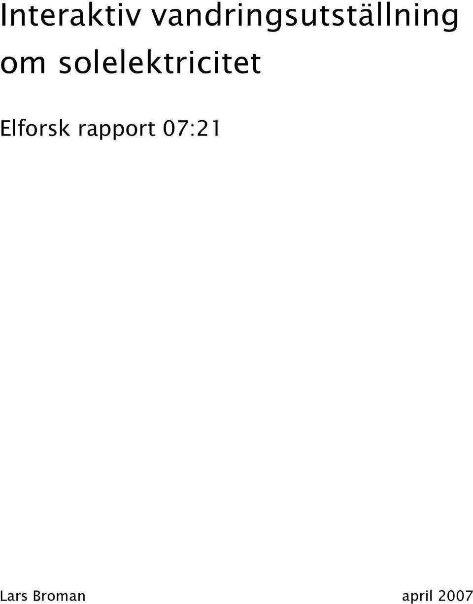 solelektricitet Elforsk
