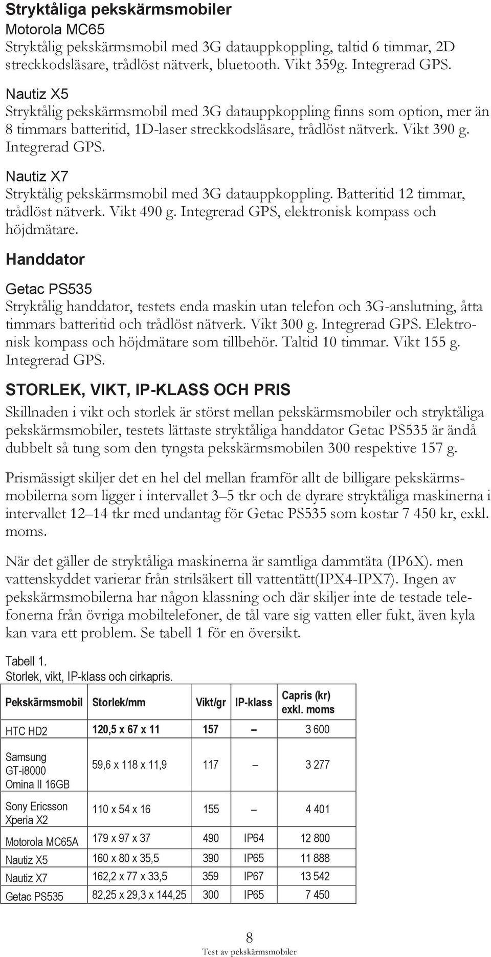 Nautiz X7 Stryktålig pekskärmsmobil med 3G datauppkoppling. Batteritid 12 timmar, trådlöst nätverk. Vikt 490 g. Integrerad GPS, elektronisk kompass och höjdmätare.