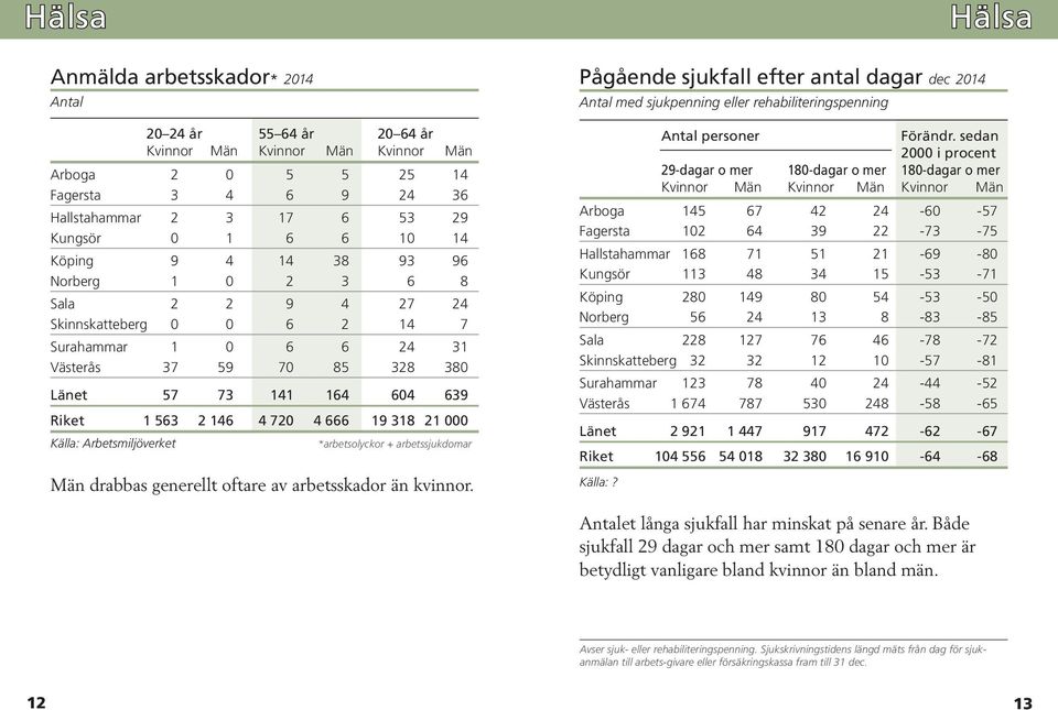 4 666 19 318 21 000 Källa: Arbetsmiljöverket *arbetsolyckor + arbetssjukdomar Män drabbas generellt oftare av arbetsskador än kvinnor.