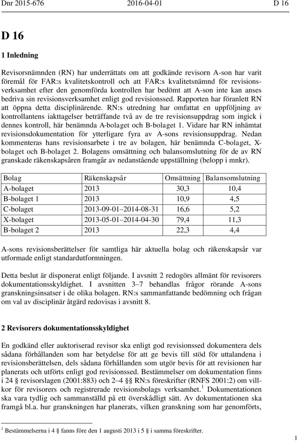 Rapporten har föranlett RN att öppna detta disciplinärende.