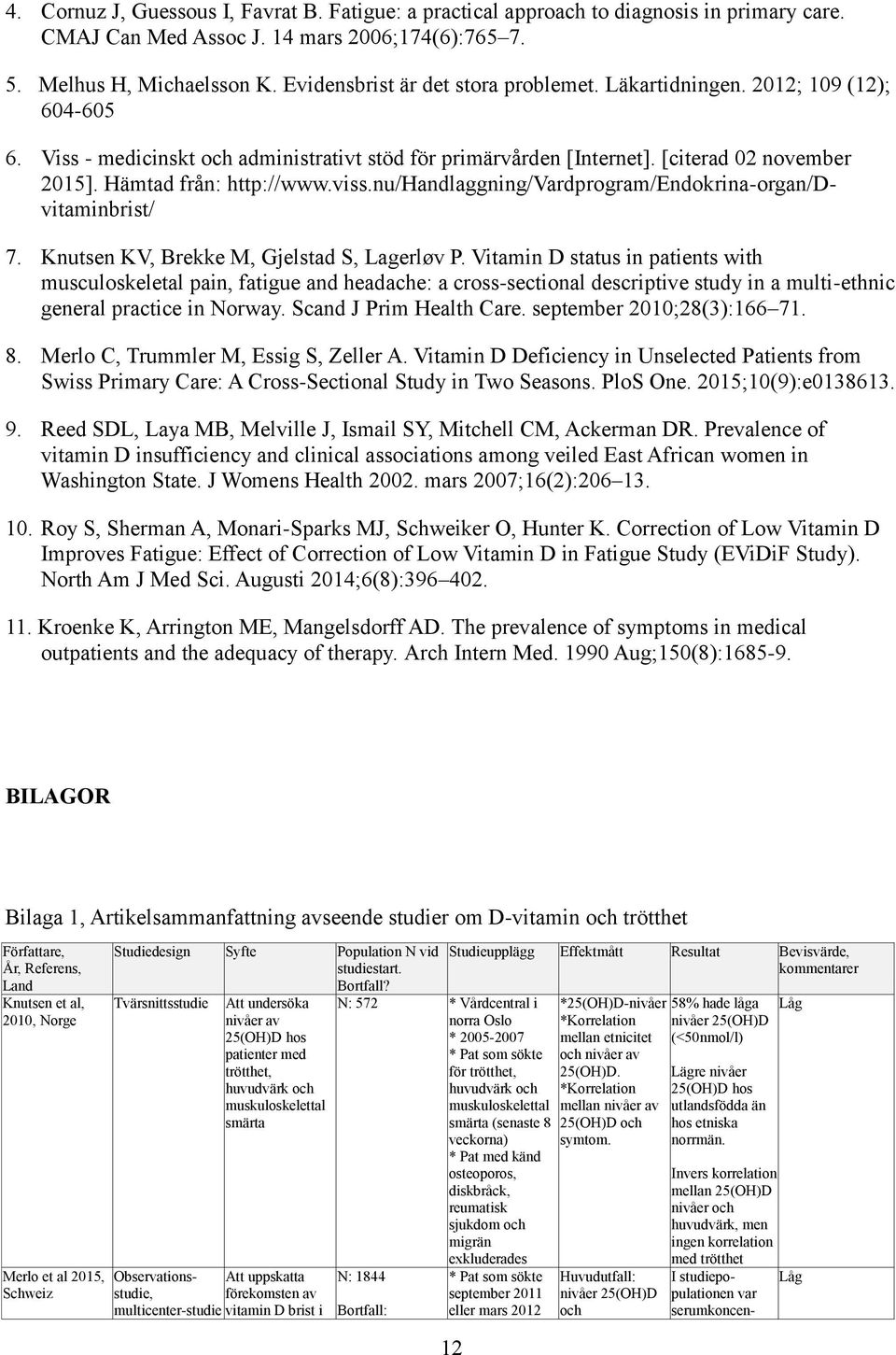 Vitamin D status in patients with musculoskeletal pain, fatigue and headache: a cross-sectional descriptive study in a multi-ethnic general practice in Norway. Scand J Prim Health Care.
