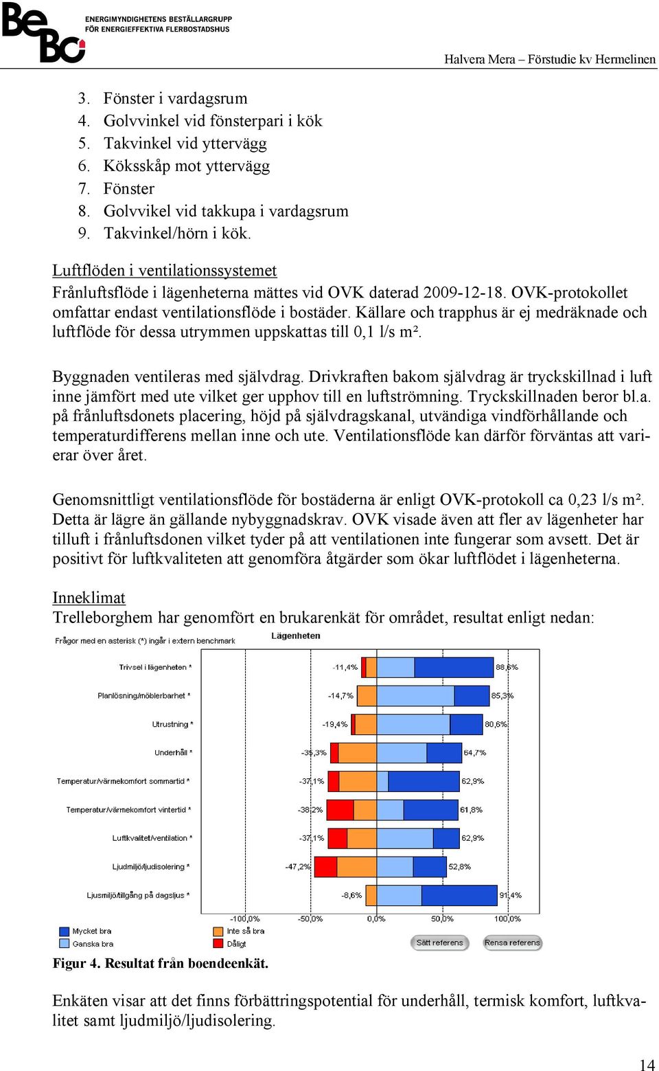 Källare och trapphus är ej medräknade och luftflöde för dessa utrymmen uppskattas till 0,1 l/s m². Byggnaden ventileras med självdrag.