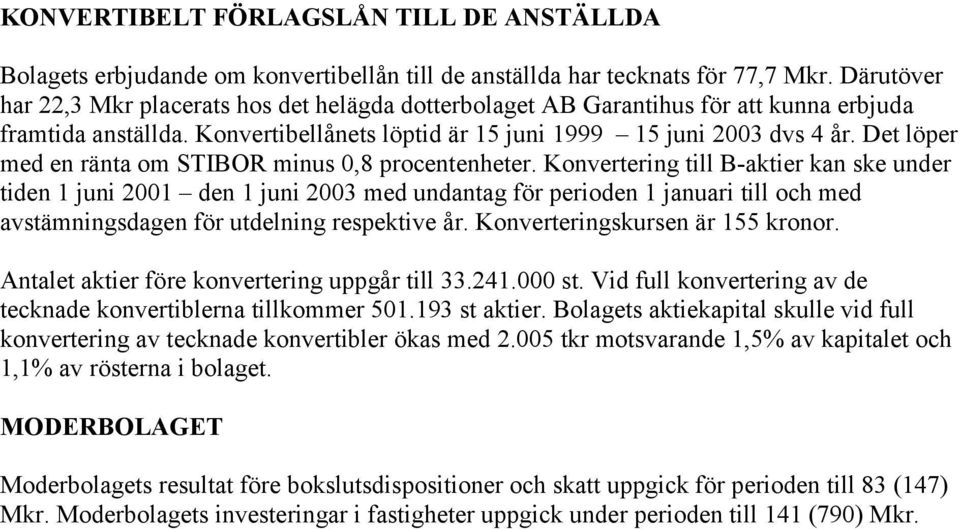 Det löper med en ränta om STIBOR minus 0,8 procentenheter.