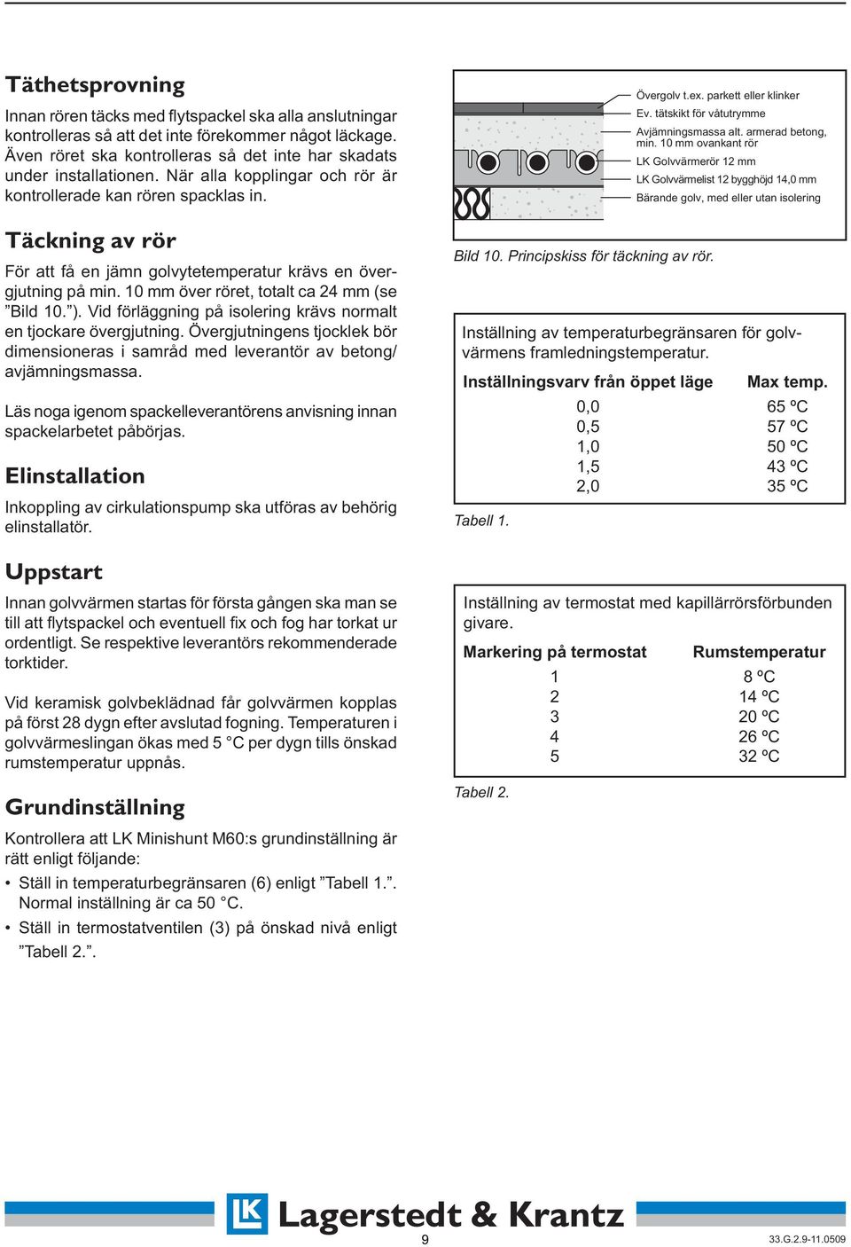 Vid förläggning på isolering krävs normalt en tjockare övergjutning. Övergjutningens tjocklek bör dimensioneras i samråd med leverantör av betong/ avjämningsmassa.