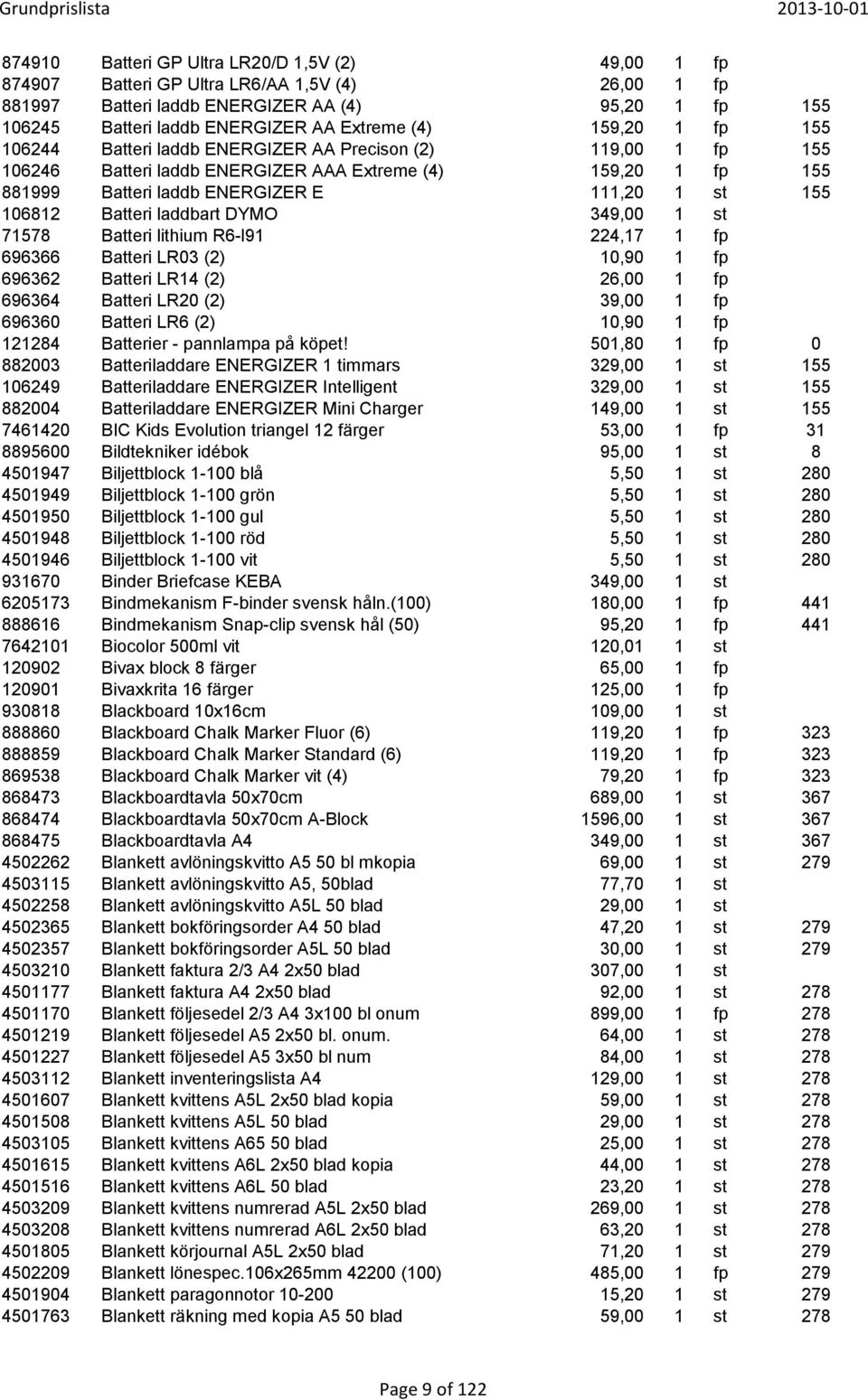 106812 Batteri laddbart DYMO 349,00 1 st 71578 Batteri lithium R6-l91 224,17 1 fp 696366 Batteri LR03 (2) 10,90 1 fp 696362 Batteri LR14 (2) 26,00 1 fp 696364 Batteri LR20 (2) 39,00 1 fp 696360