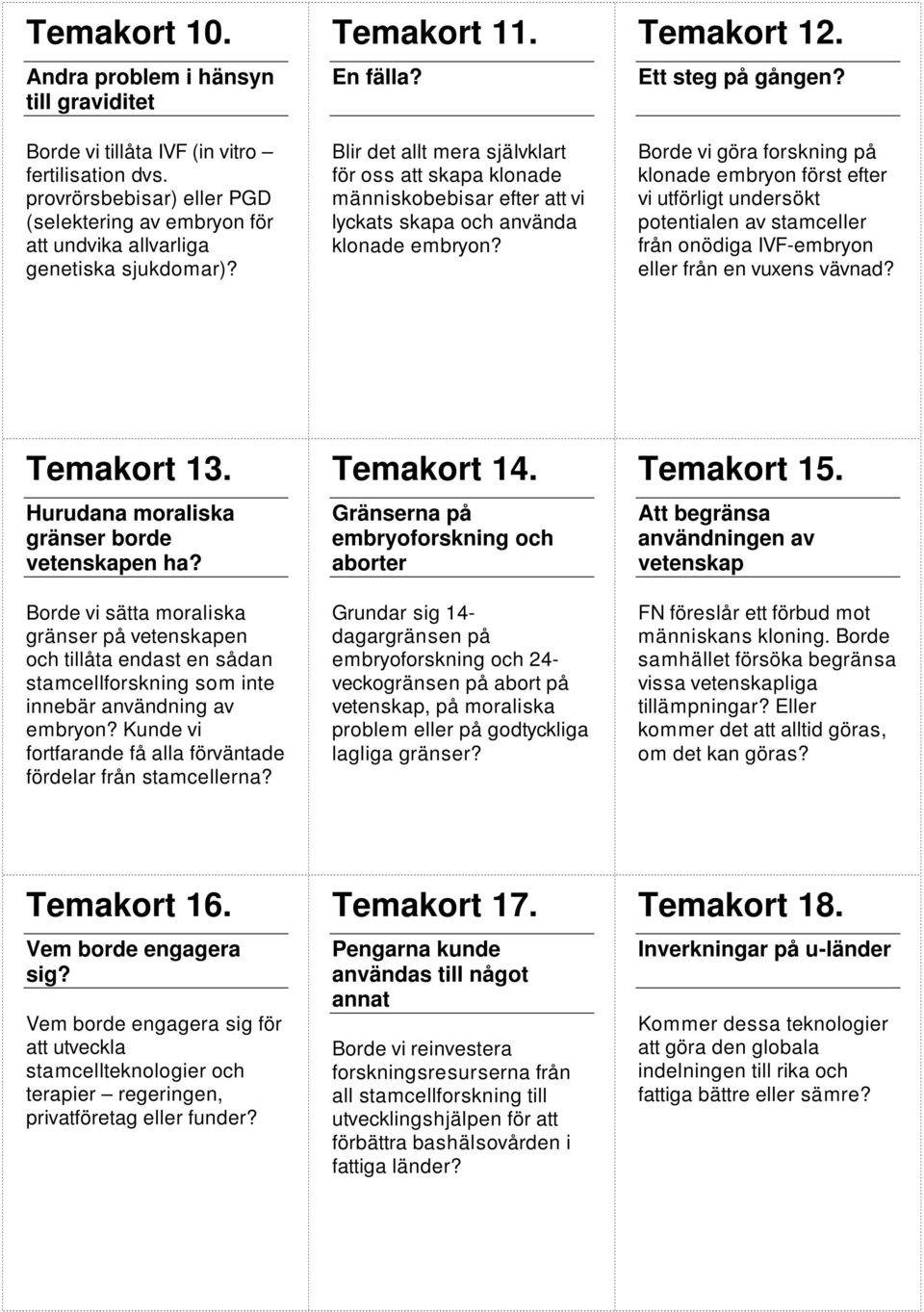 Blir det allt mera självklart för oss att skapa klonade människobebisar efter att vi lyckats skapa och använda klonade embryon? Temakort 12. Ett steg på gången?