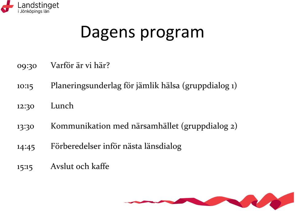 1) 12:30 Lunch 13:30 Kommunikation med närsamhället