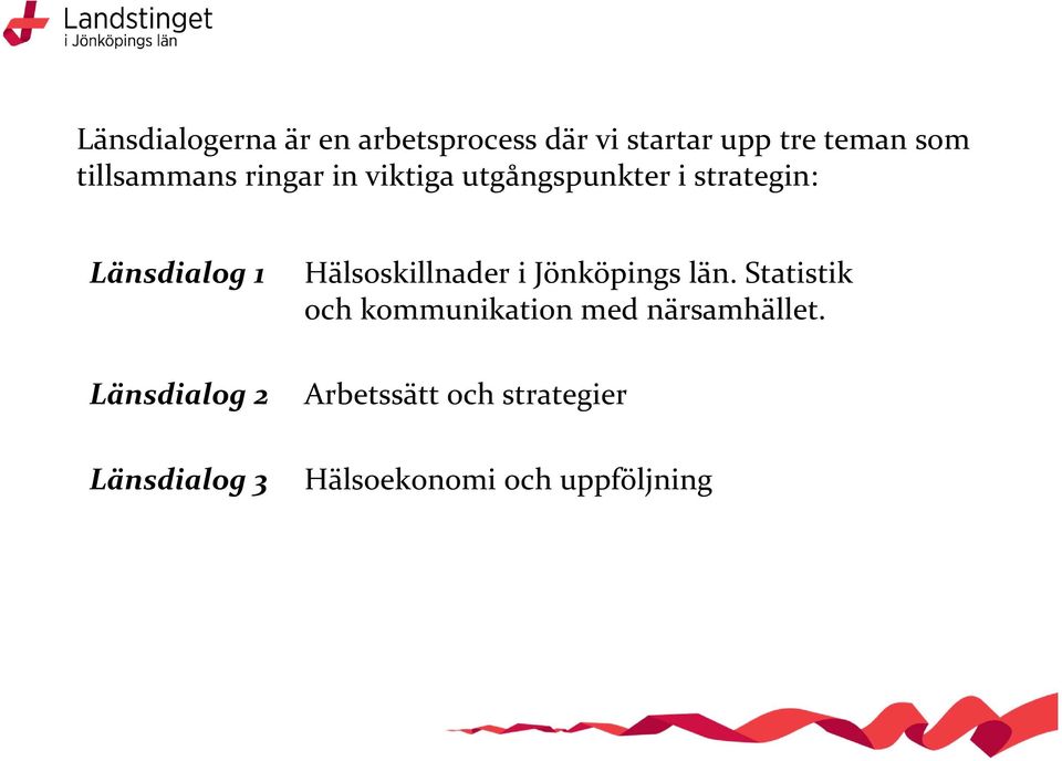 Länsdialog 2 Länsdialog 3 Hälsoskillnader i Jönköpings län.