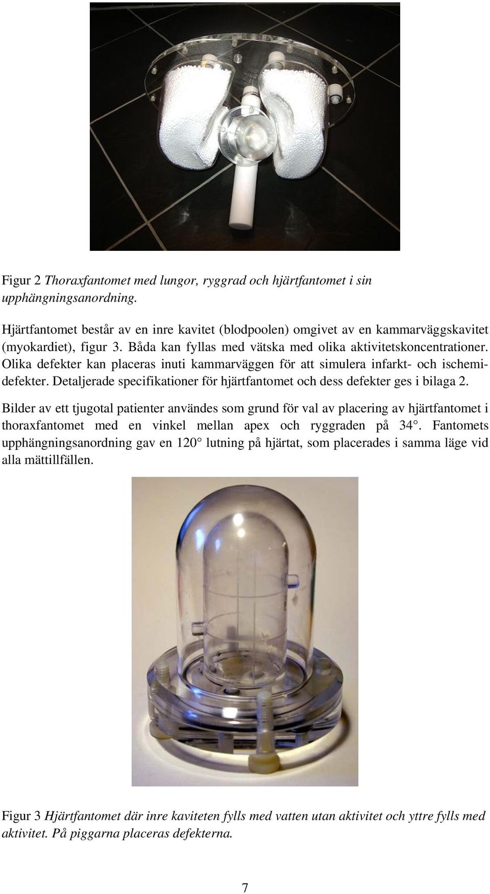 Detaljerade specifikationer för hjärtfantomet och dess defekter ges i bilaga 2.