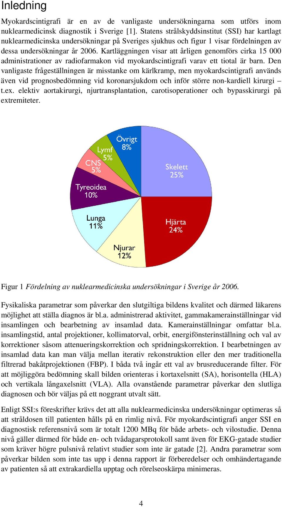 Kartläggningen visar att årligen genomförs cirka 15 000 administrationer av radiofarmakon vid myokardscintigrafi varav ett tiotal är barn.