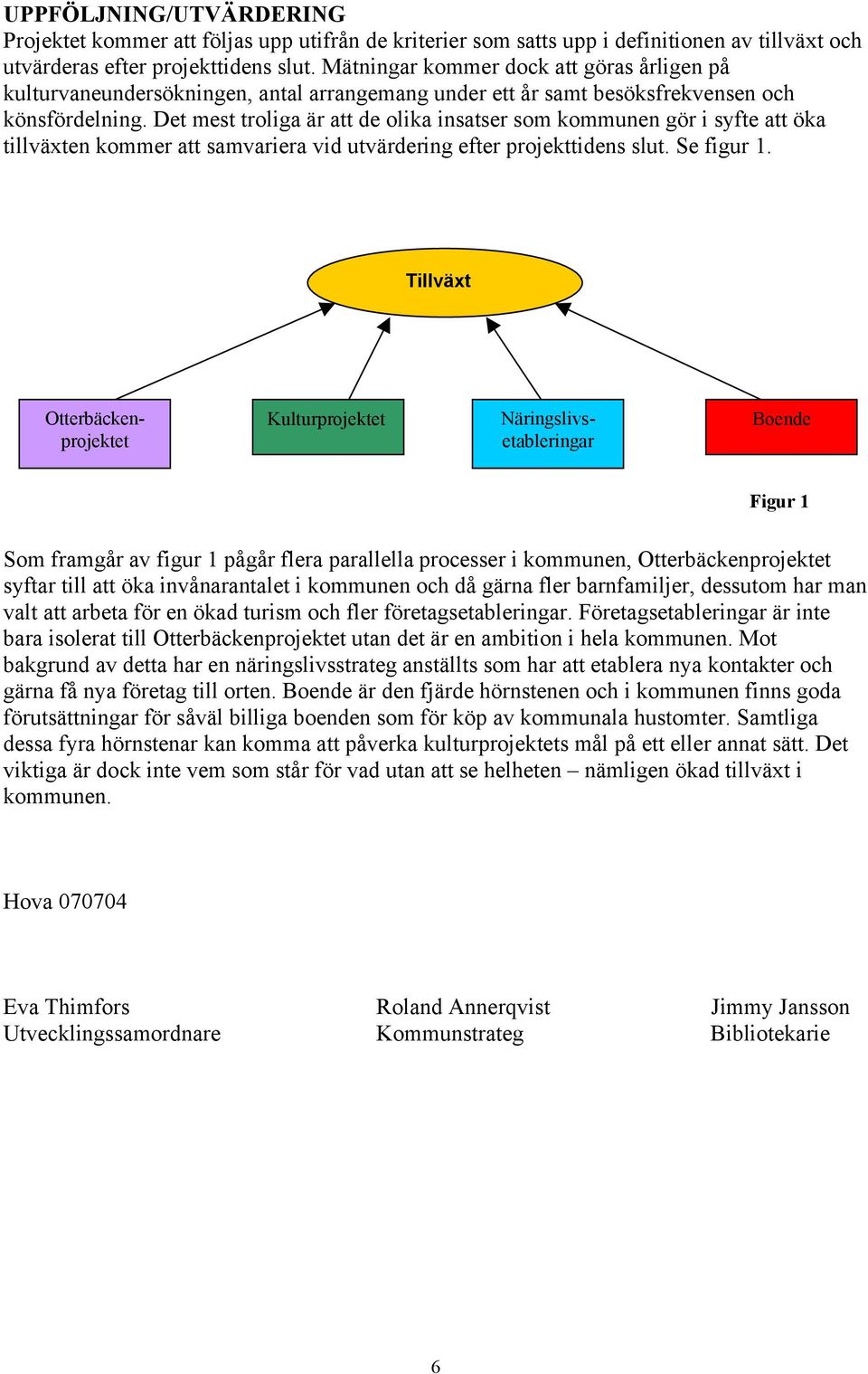 Det mest troliga är att de olika insatser som kommunen gör i syfte att öka tillväxten kommer att samvariera vid utvärdering efter projekttidens slut. Se figur 1.