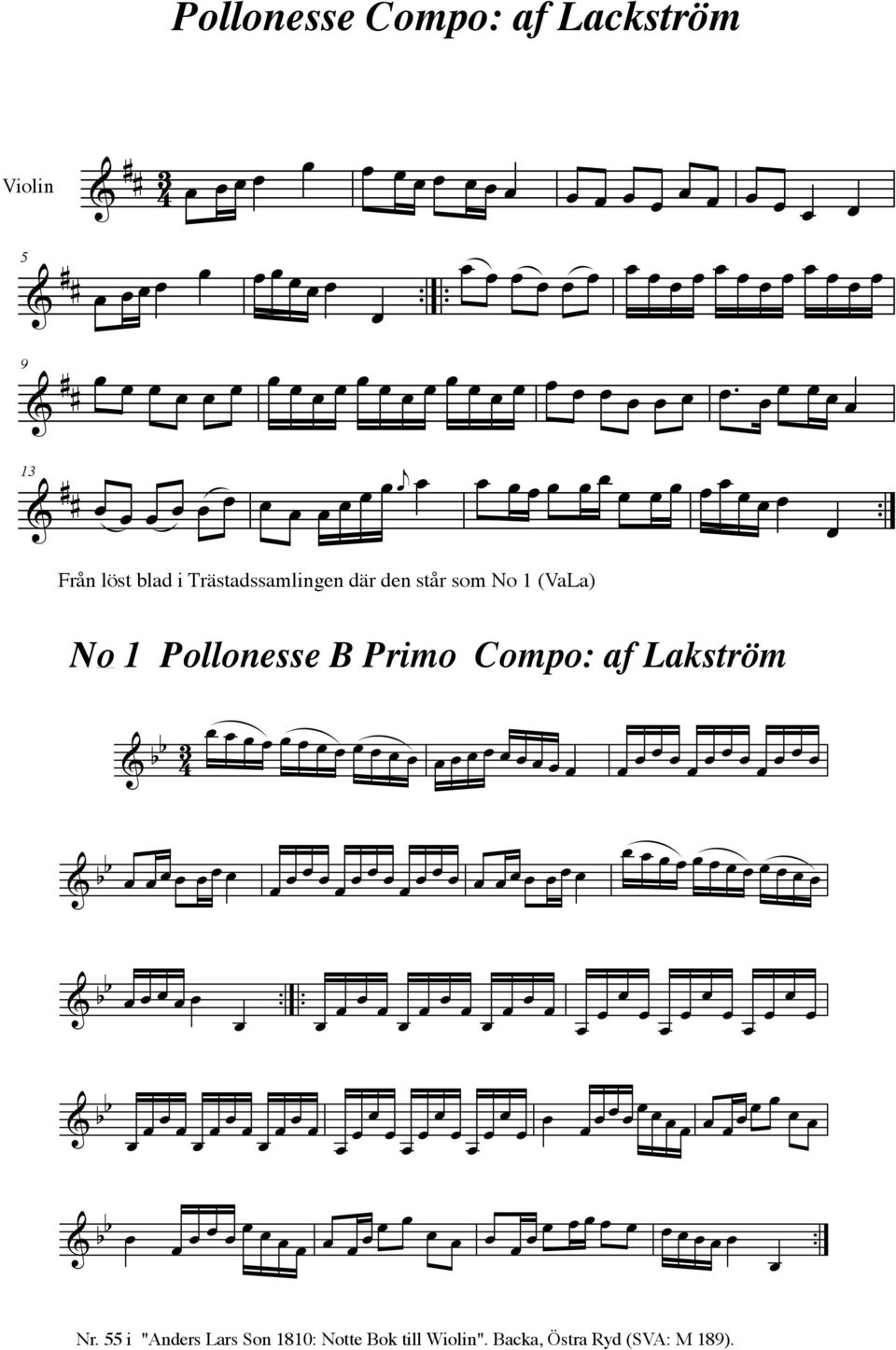 Pollonesse B Primo Compo: af Lakström & bb 4 3 & bb & bb.. & b b & bb. Nr.