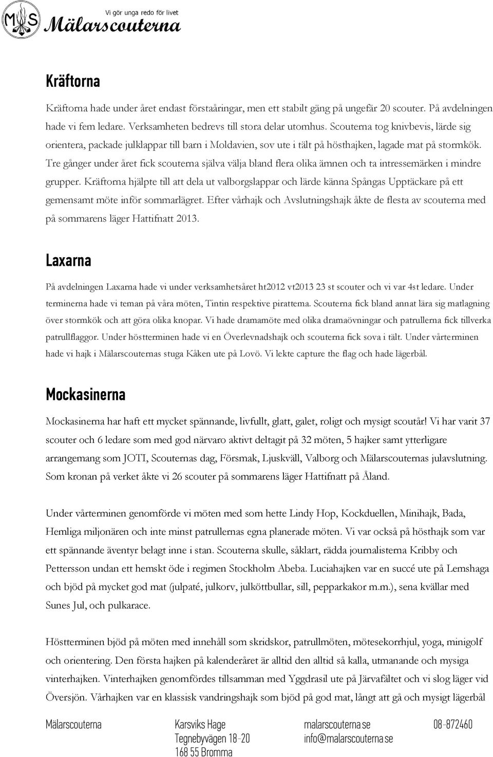 Tre gånger under året fick scouterna själva välja bland flera olika ämnen och ta intressemärken i mindre grupper.