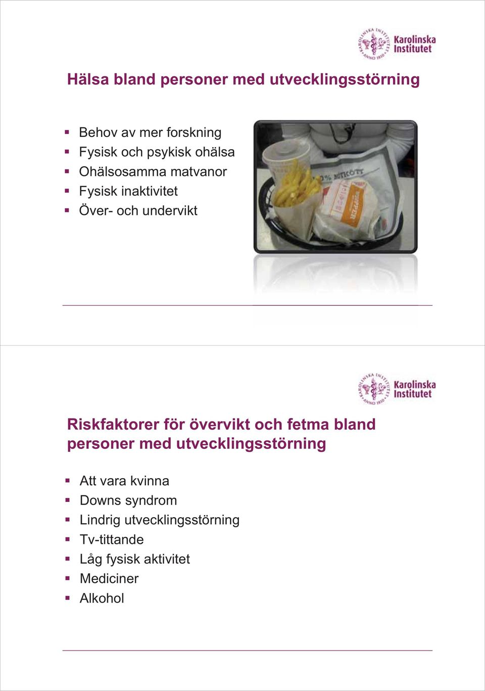 Riskfaktorer för övervikt och fetma bland personer med utvecklingsstörning Att vara