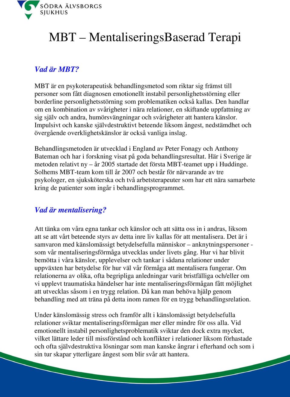 MBT - MentaliseringsBaserad Terapi - PDF Free Download