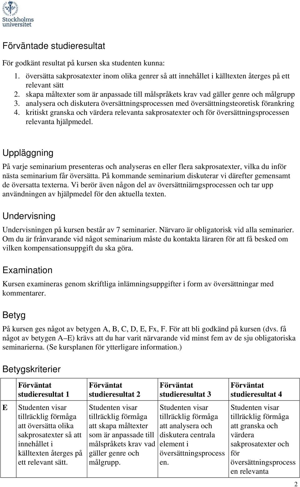 kritiskt granska och relevanta en relevanta Uppläggning På varje seminarium presenteras och analyseras en eller flera sakprosatexter, vilka du in nästa seminarium får översätta.