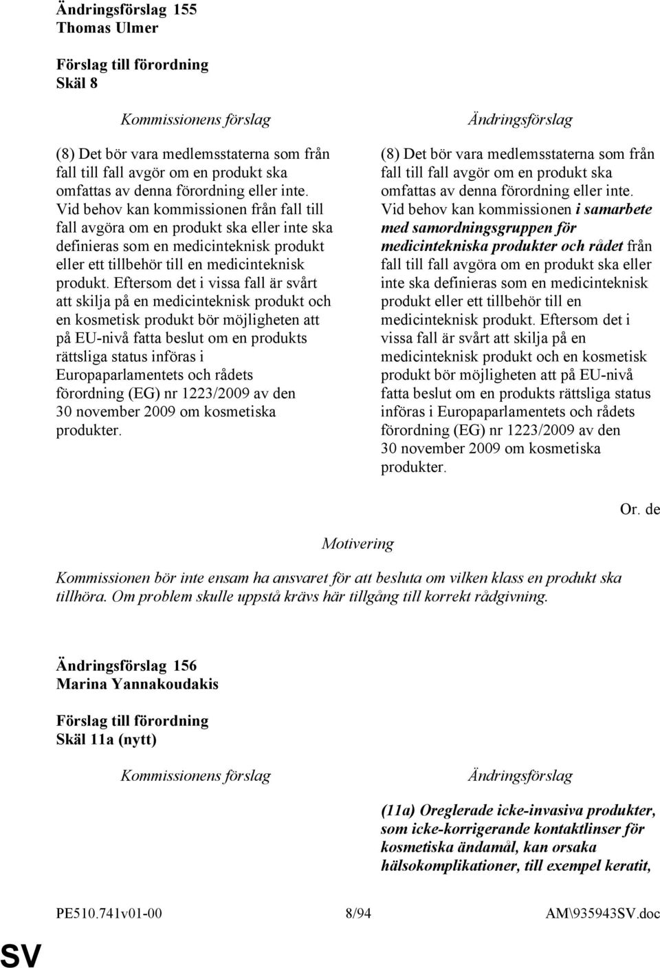 Eftersom det i vissa fall är svårt att skilja på en medicinteknisk produkt och en kosmetisk produkt bör möjligheten att på EU-nivå fatta beslut om en produkts rättsliga status införas i
