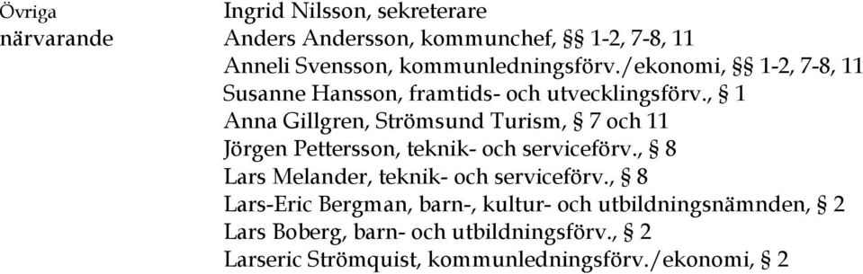 , 1 Anna Gillgren, Strömsund Turism, 7 och 11 Jörgen Pettersson, teknik- och serviceförv.