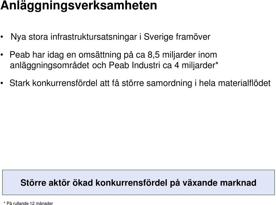 Industri ca 4 miljarder* Stark konkurrensfördel att få större samordning i hela