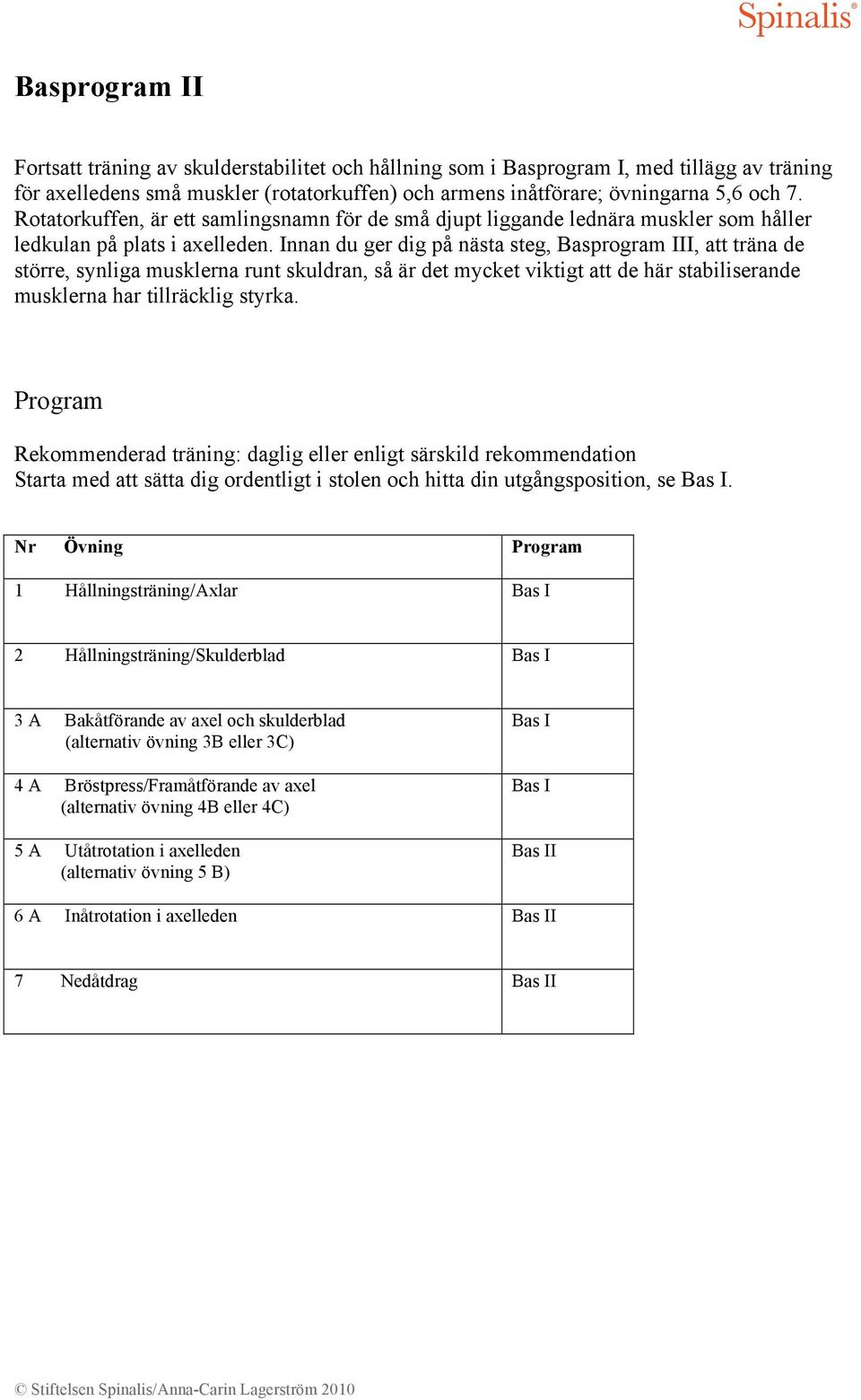 Innan du ger dig på nästa steg, Basprogram III, att träna de större, synliga musklerna runt skuldran, så är det mycket viktigt att de här stabiliserande musklerna har tillräcklig styrka.