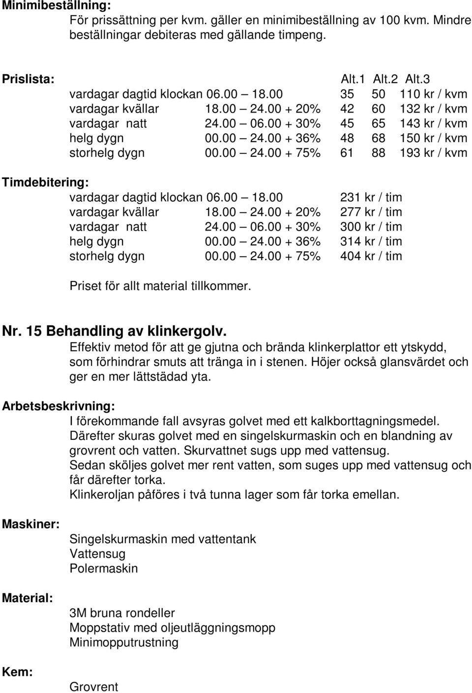 Effektiv metod för att ge gjutna och brända klinkerplattor ett ytskydd, som förhindrar smuts att tränga in i stenen. Höjer också glansvärdet och ger en mer lättstädad yta.