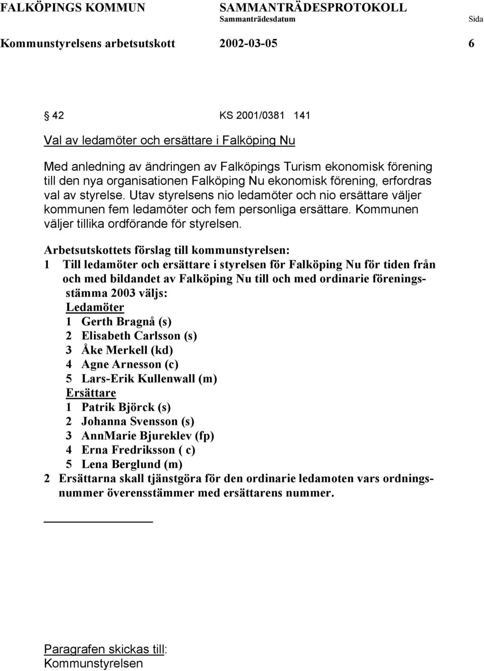 Kommunen väljer tillika ordförande för styrelsen.