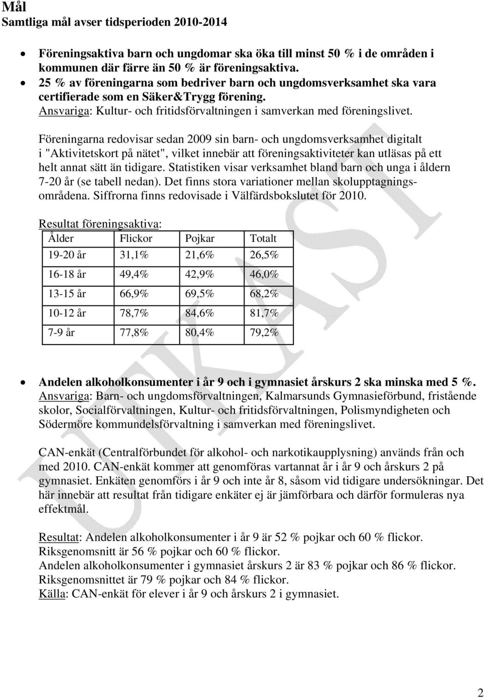 Föreningarna redovisar sedan 2009 sin barn- och ungdomsverksamhet digitalt i "Aktivitetskort på nätet", vilket innebär att föreningsaktiviteter kan utläsas på ett helt annat sätt än tidigare.