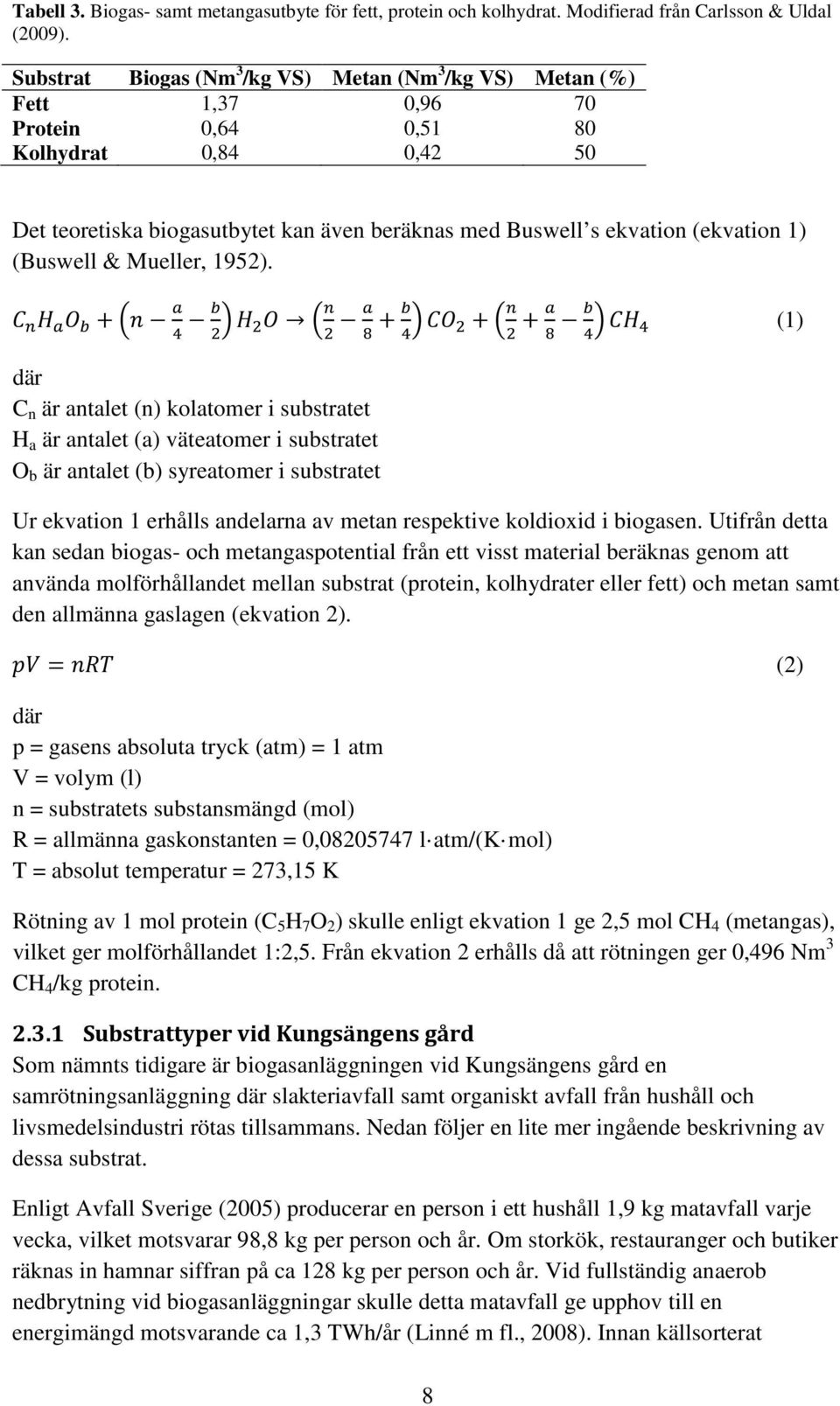 (ekvation 1) (Buswell & Mueller, 1952).