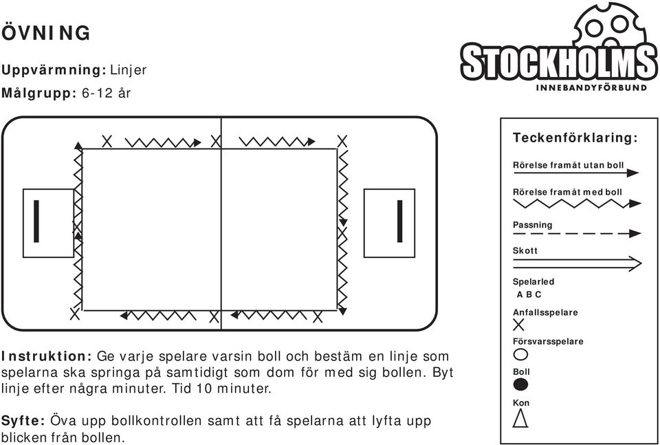 med sig bollen. Byt linje efter några minuter. Tid 10 minuter.