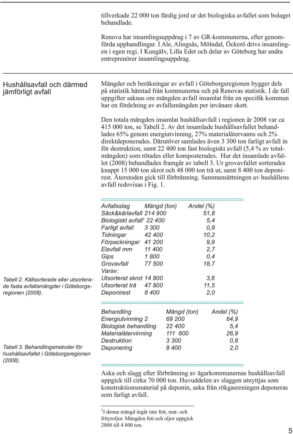 Hushållsavfall och därmed jämförligt avfall Mängder och beräkningar av avfall i Göteborgsregionen bygger dels på statistik hämtad från kommunerna och på Renovas statistik.