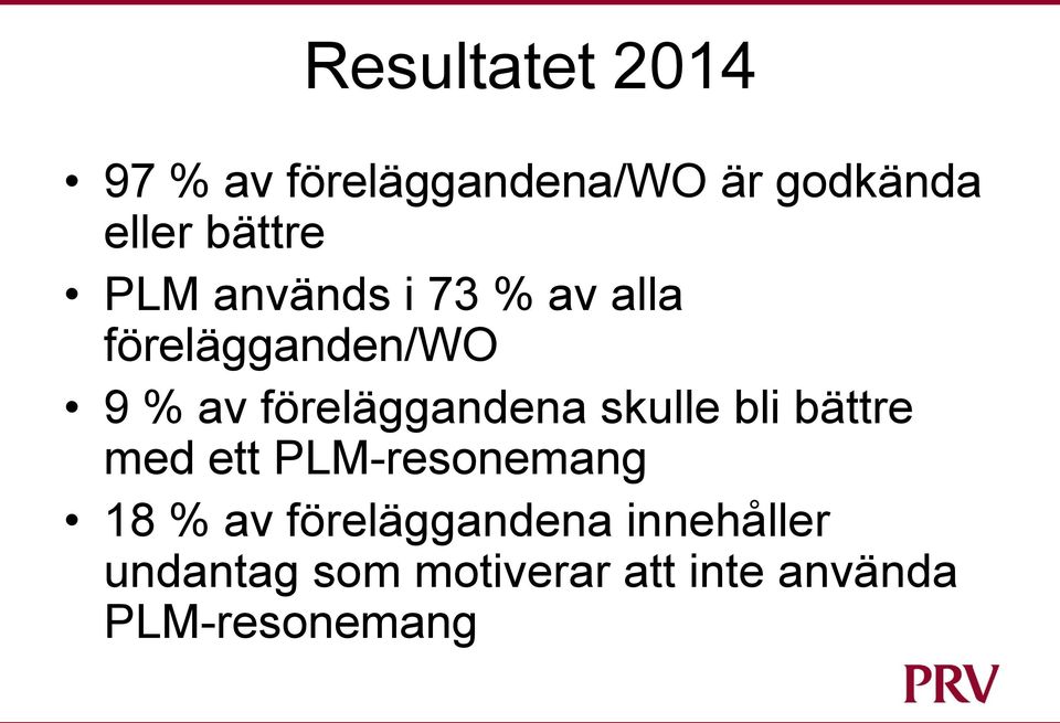 föreläggandena skulle bli bättre med ett PLM-resonemang 18 % av