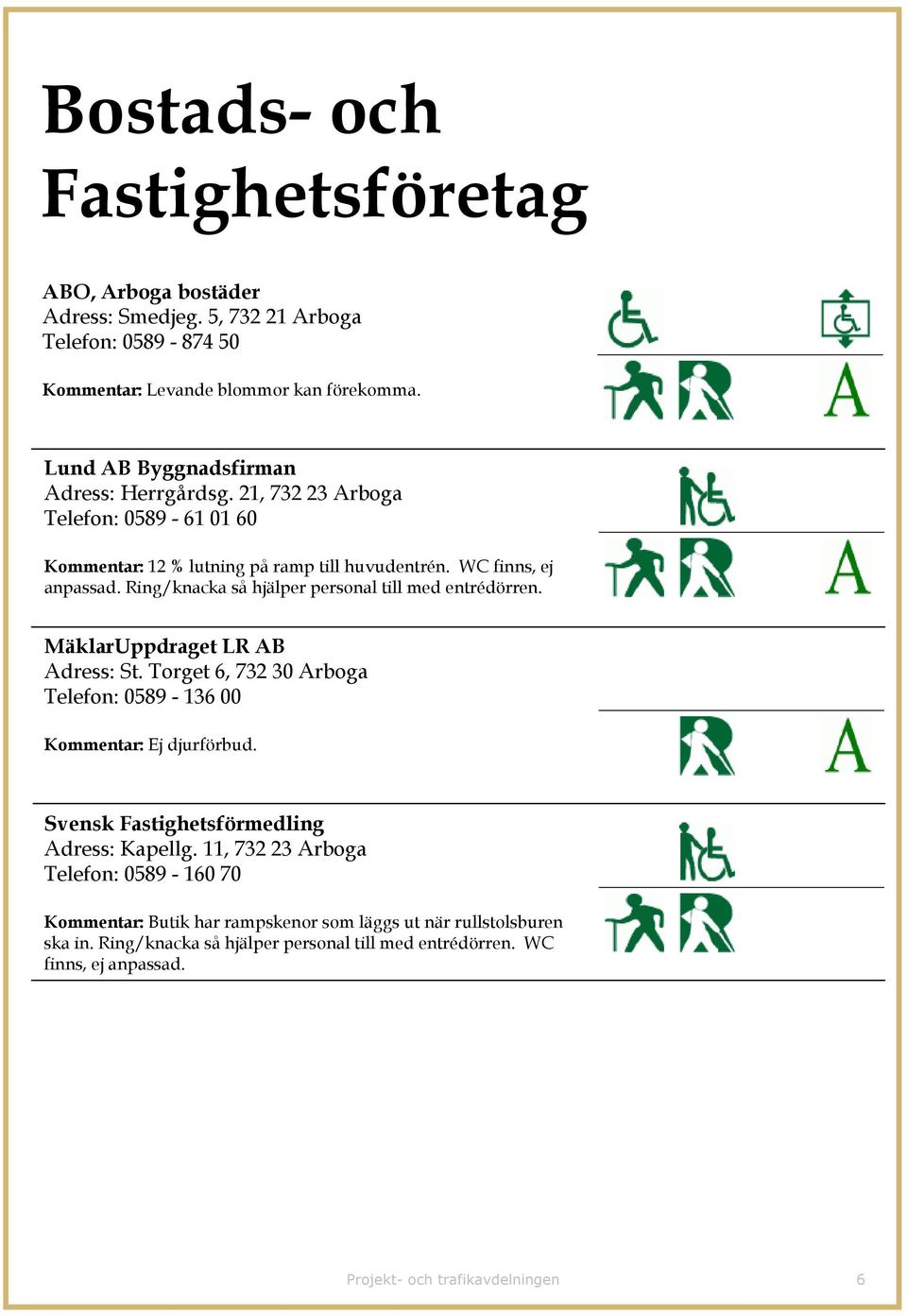 Ring/knacka så hjälper personal till med entrédörren. MäklarUppdraget LR AB Adress: St. Torget 6, 732 30 Arboga Telefon: 0589-136 00 Kommentar: Ej djurförbud.