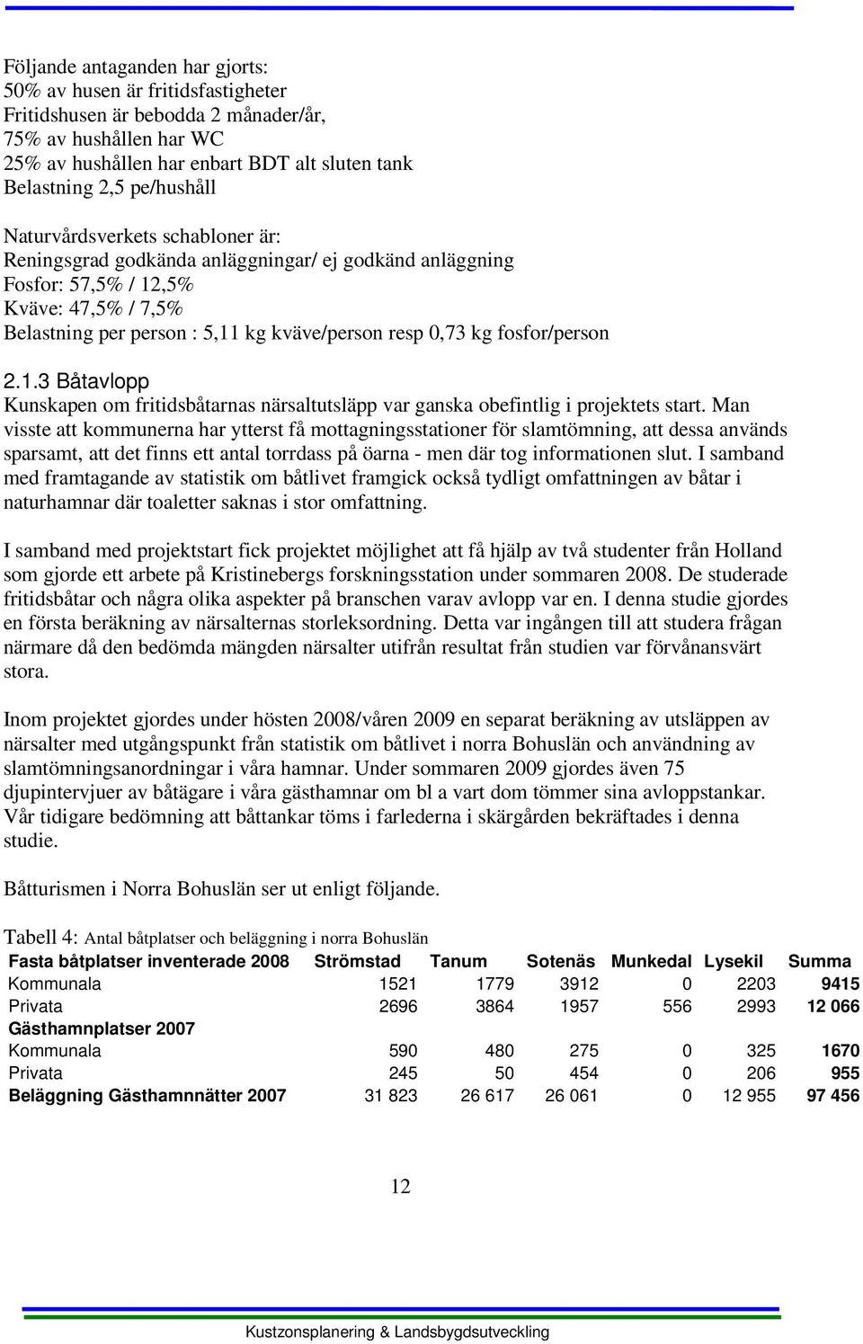 kg fosfor/person 2.1.3 Båtavlopp Kunskapen om fritidsbåtarnas närsaltutsläpp var ganska obefintlig i projektets start.