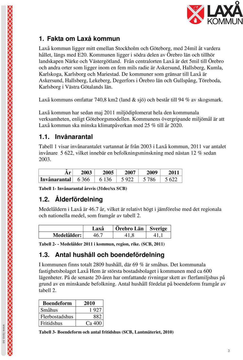 Från centralorten Laxå är det 5mil till Örebro och andra orter som ligger inom en fem mils radie är Askersund, Hallsberg, Kumla, Karlskoga, Karlsborg och Mariestad.