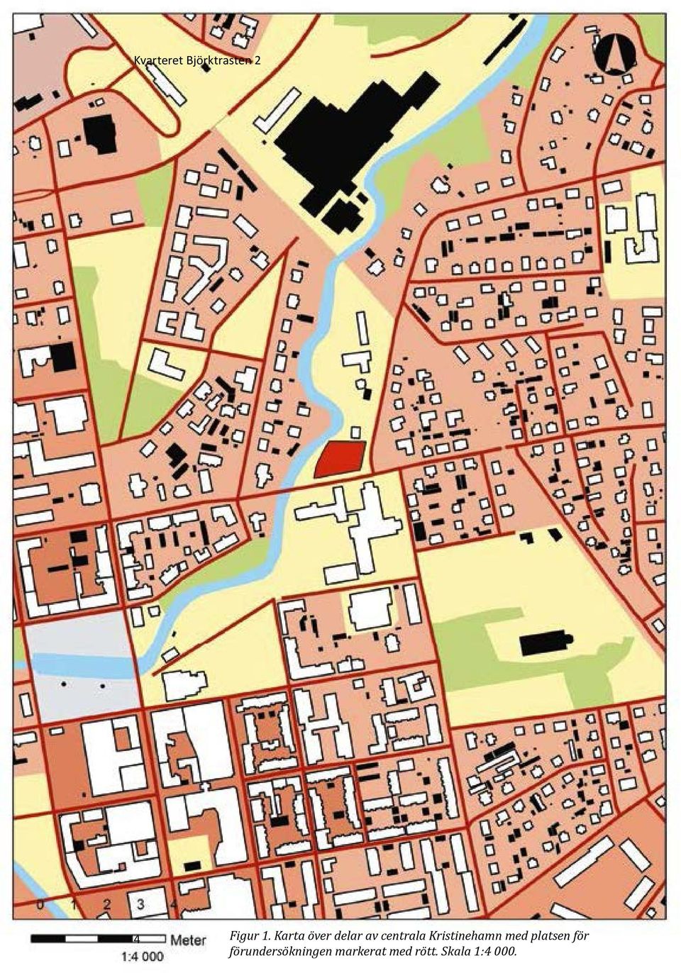 Karta över delar av centrala Kristinehamn med