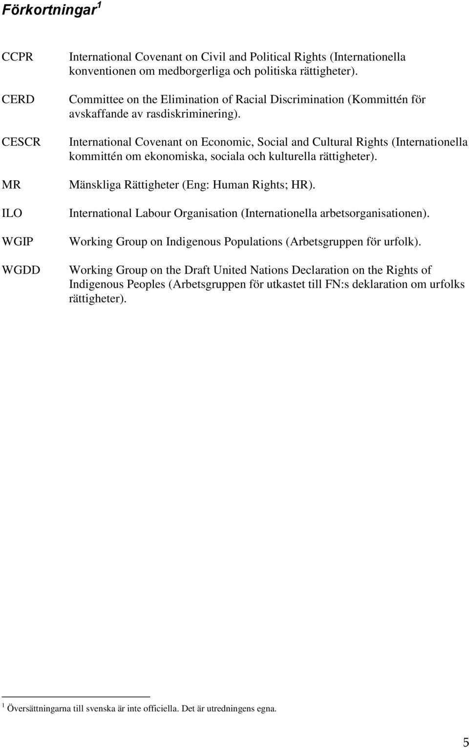 International Covenant on Economic, Social and Cultural Rights (Internationella kommittén om ekonomiska, sociala och kulturella rättigheter). Mänskliga Rättigheter (Eng: Human Rights; HR).