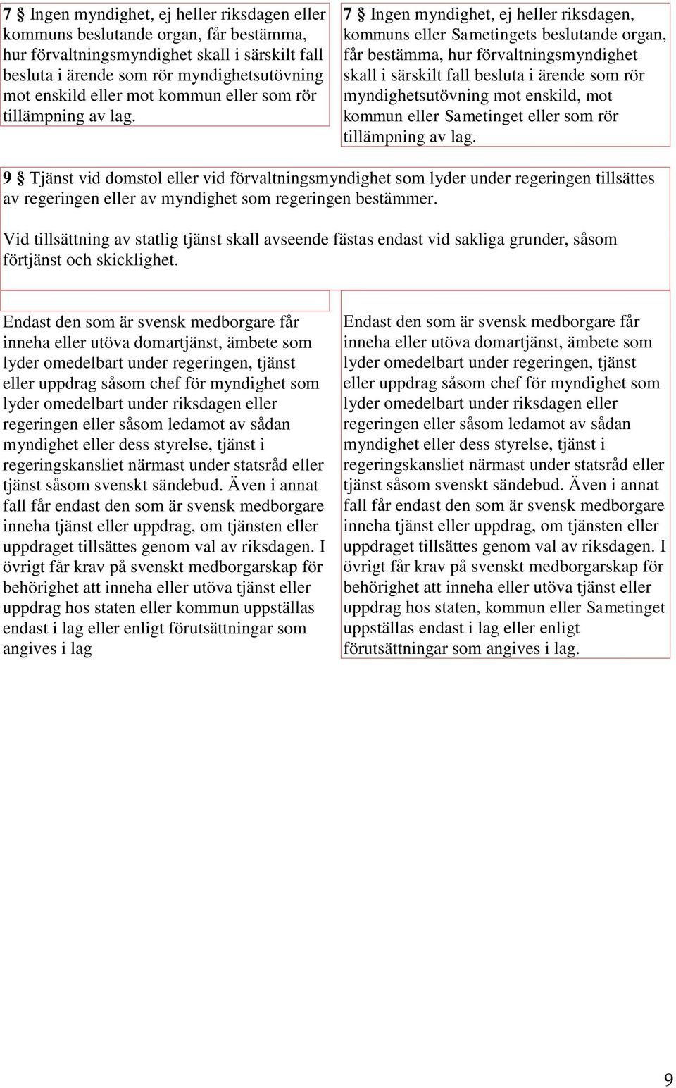 7 Ingen myndighet, ej heller riksdagen, kommuns eller Sametingets beslutande organ, får bestämma, hur förvaltningsmyndighet skall i särskilt fall besluta i ärende som rör myndighetsutövning mot