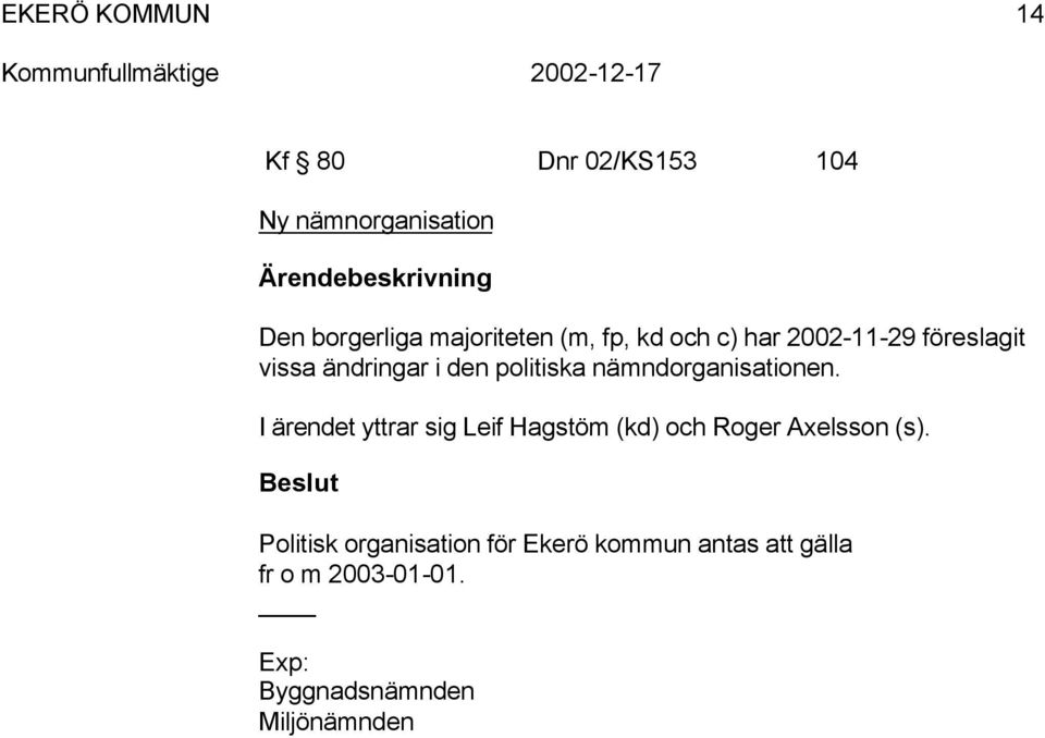 nändorganiationen. I ärendet yttrar ig Leif Hagtö (kd) och Roger Axelon ().