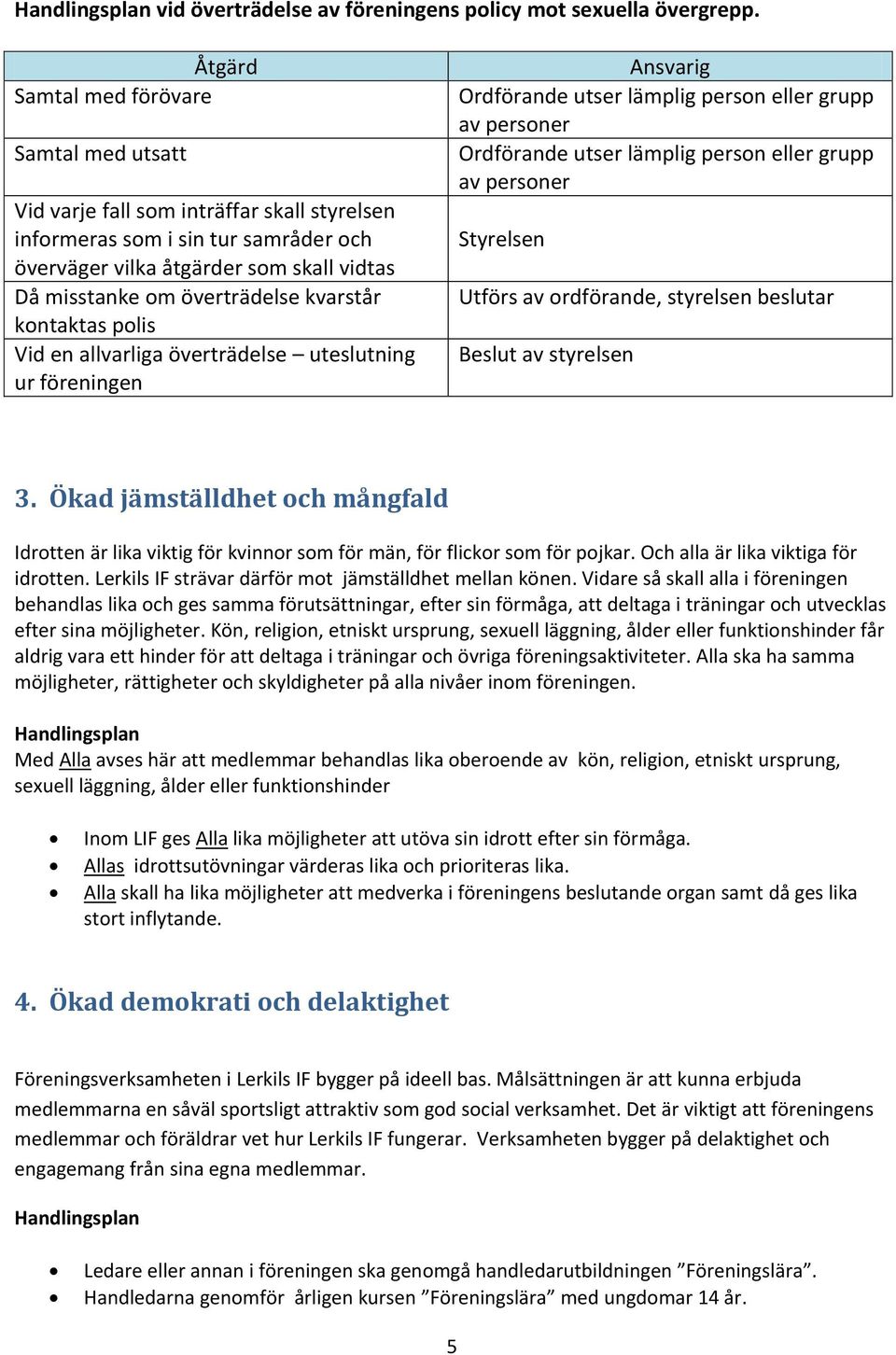 kvarstår kontaktas polis Vid en allvarliga överträdelse uteslutning ur föreningen Ordförande utser lämplig person eller grupp av personer Ordförande utser lämplig person eller grupp av personer