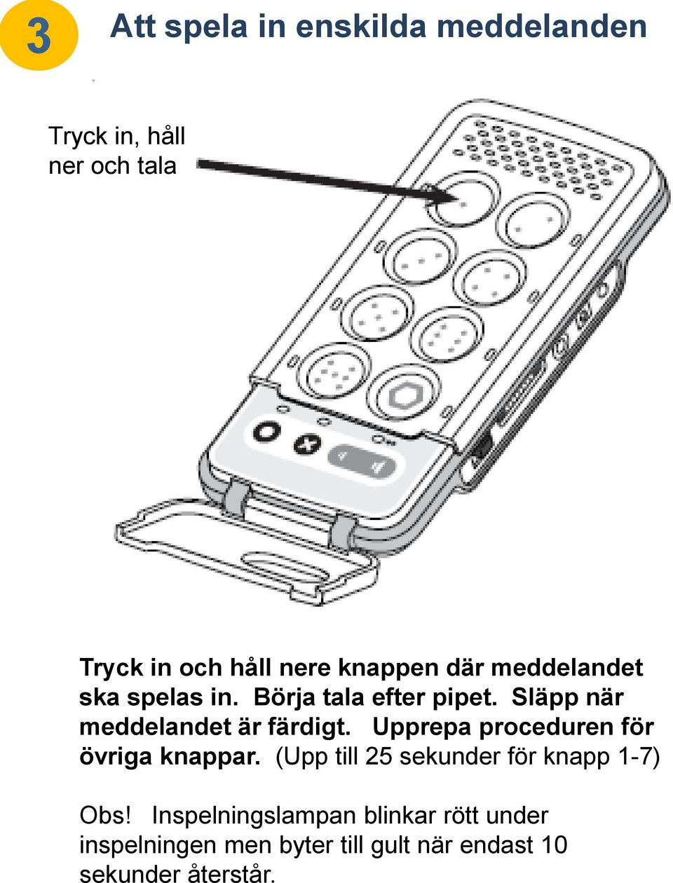 Släpp när meddelandet är färdigt. Upprepa proceduren för övriga knappar.