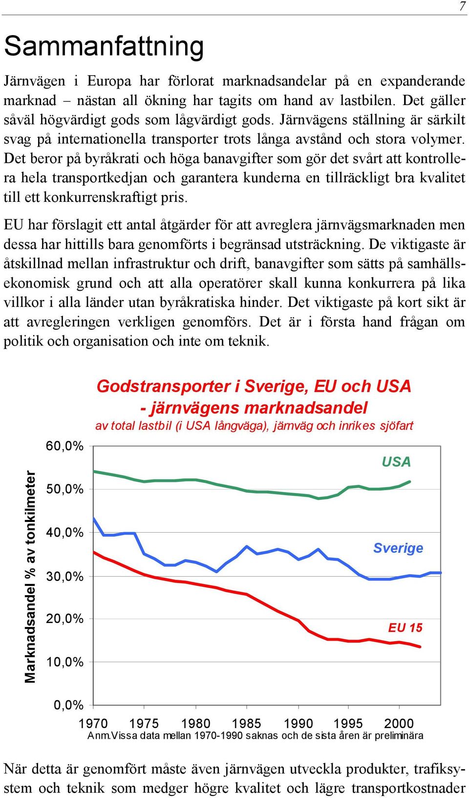 Det beror på byråkrati och höga banavgifter som gör det svårt att kontrollera hela transportkedjan och garantera kunderna en tillräckligt bra kvalitet till ett konkurrenskraftigt pris.